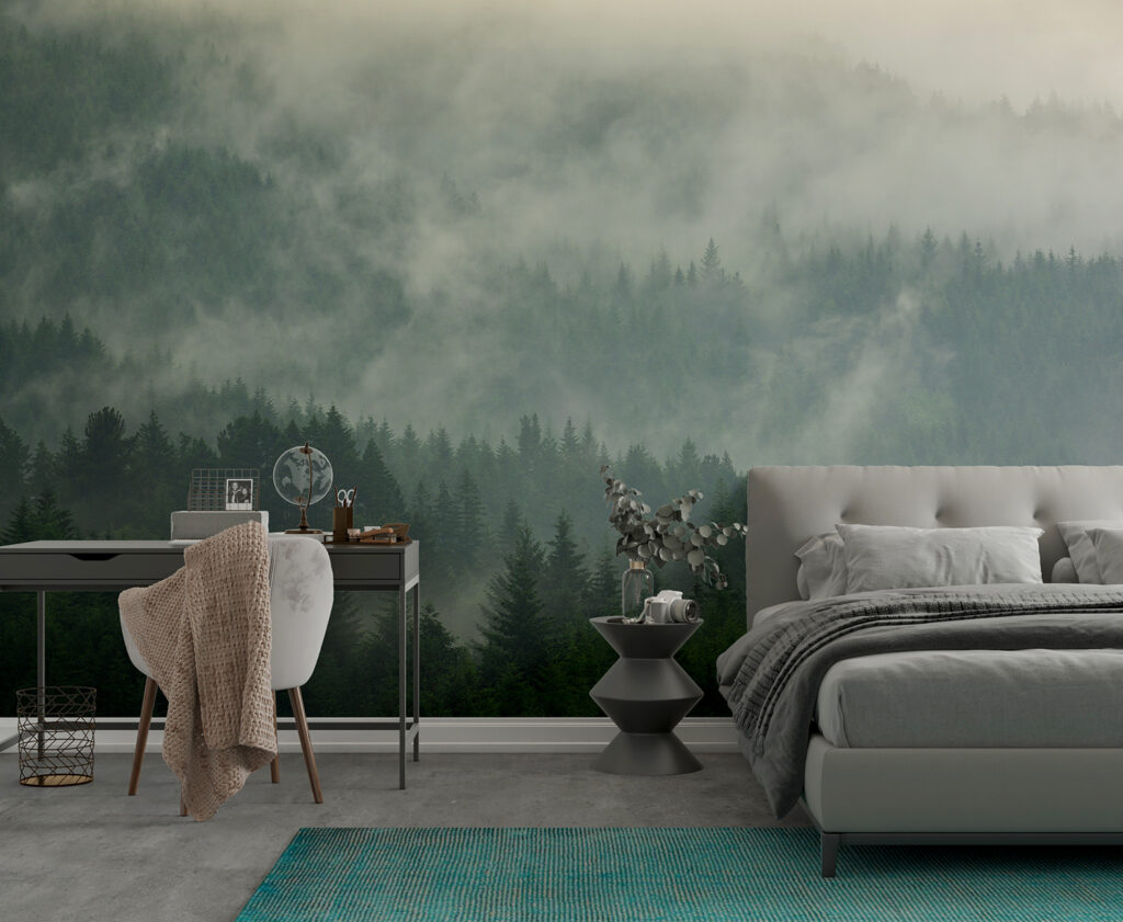 Pine Tree Foggy Forest Fresh Atmosphere Wallpaper Murals