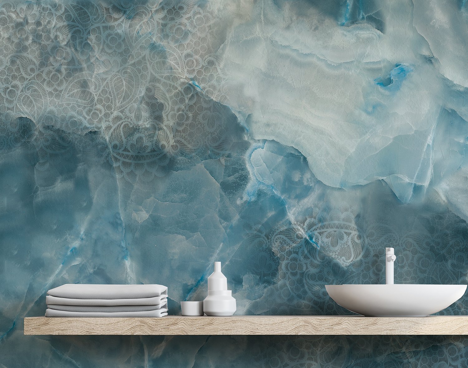 Aqua Stone Cracked Texture Wallpaper Mural