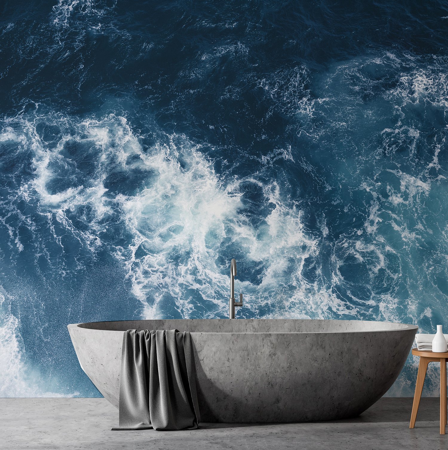Blue Colour Sea Water View Removable Wallpaper Mural