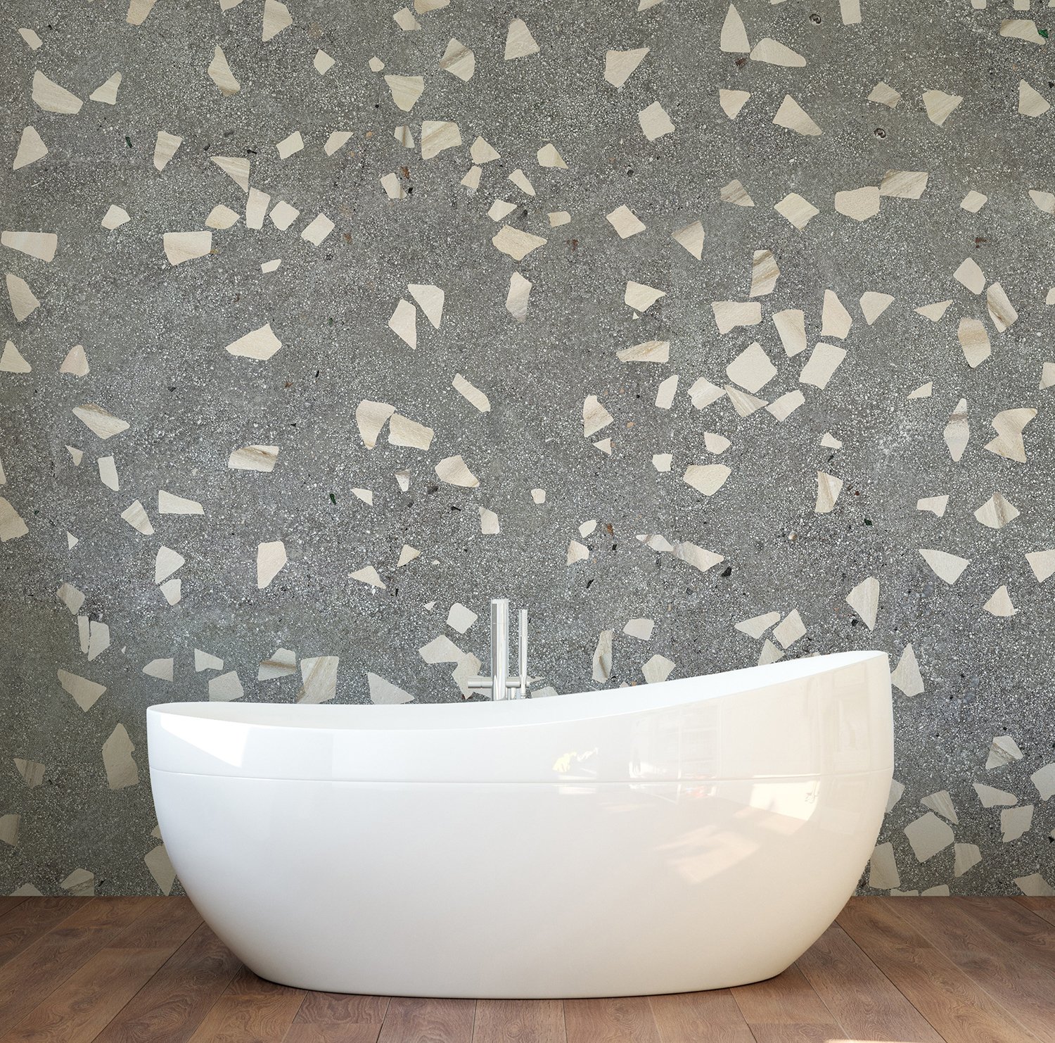 Venetian Gray Terrazzo Tile Wallpaper Murals