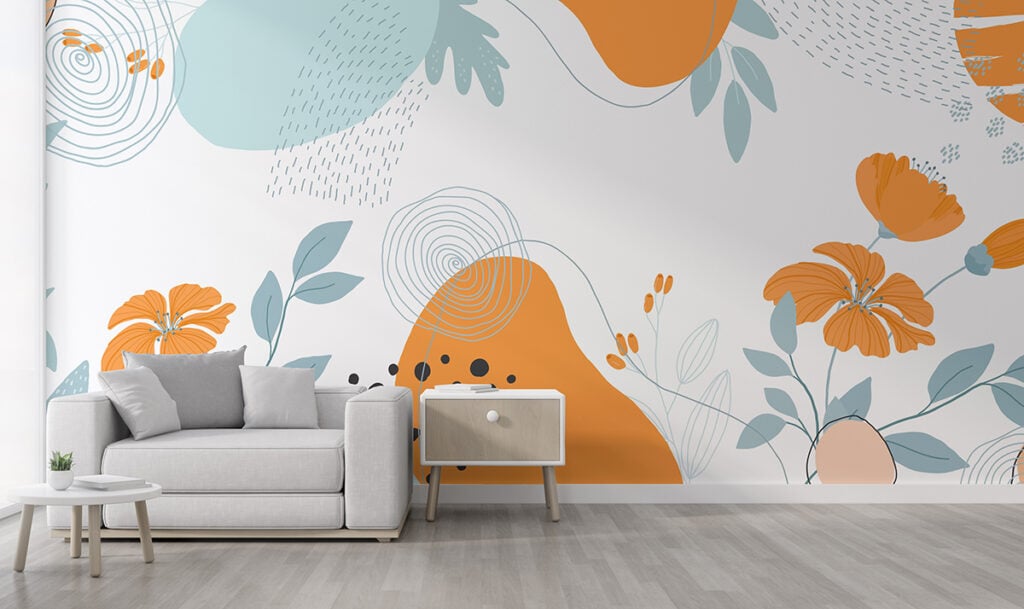 Abstract Colorful Floral Wallpaper Mural