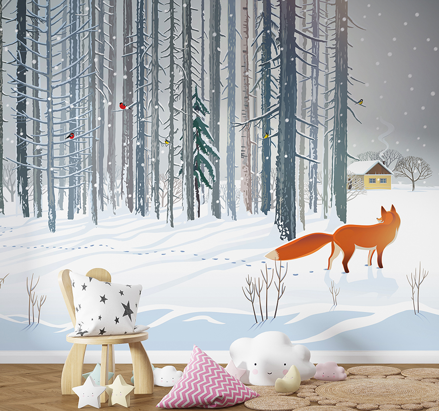 Winter Forest Fox Wallpaper Mural