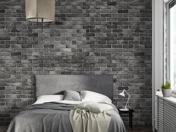 Dark Grey Brick Textured Wallpaper
