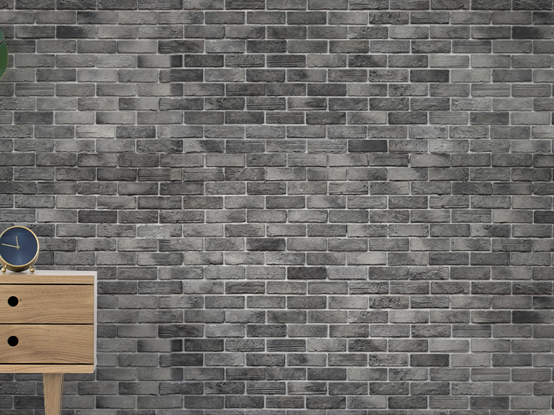 Dark Grey Brick Textured Wallpaper
