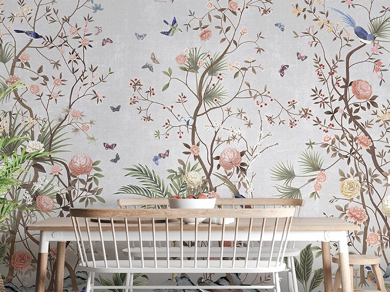 Colourful Floral Living Room Wallpaper Murals