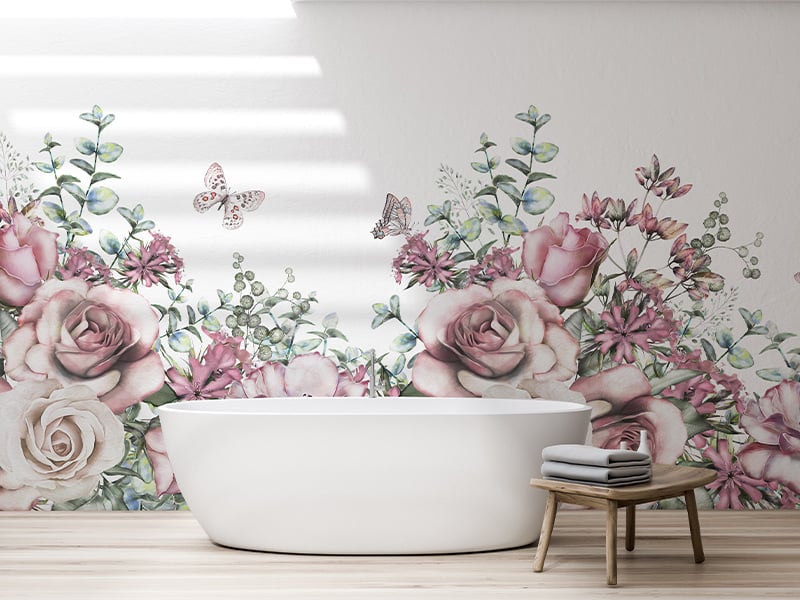 Watercolour Floral Vintage Pattern Self Adhesive Wallpaper
