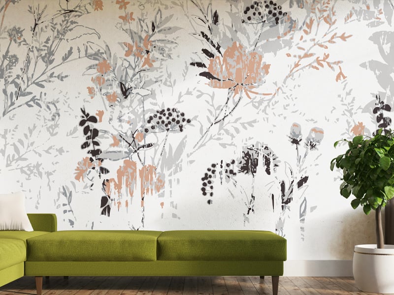 Modern Retro Pastel Flower Pattern Wallpaper Murals
